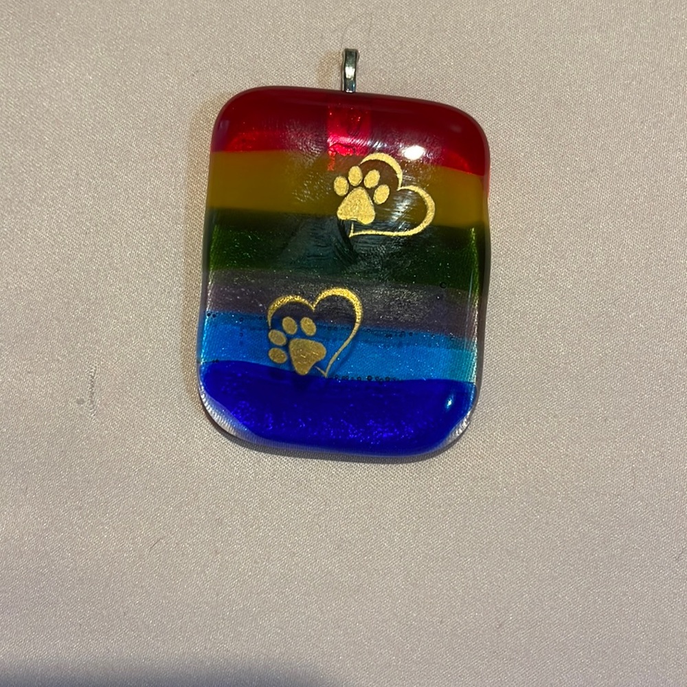 Rainbow handmade glass pendant